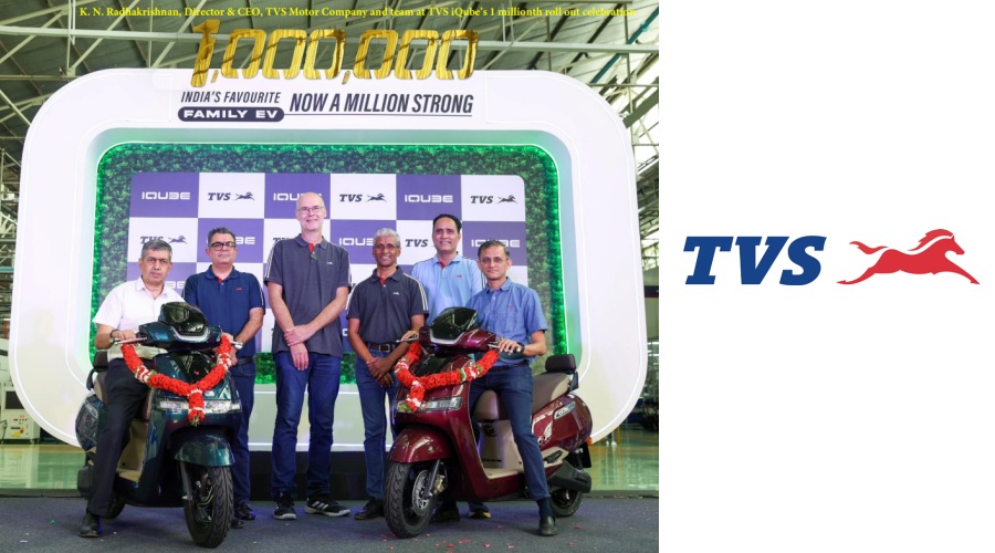 One Millionth TVS iQube Rolled out: Reflects TVS Motor's Role In Shaping India's EV Transformation